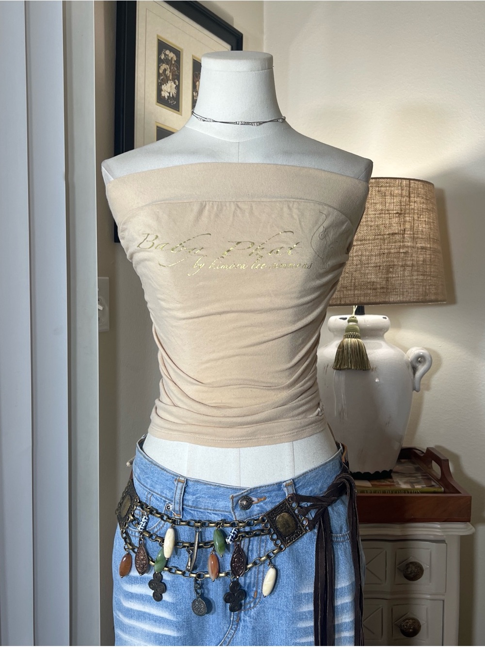 Baby Phat Nude Strapless Ruched Tube Top